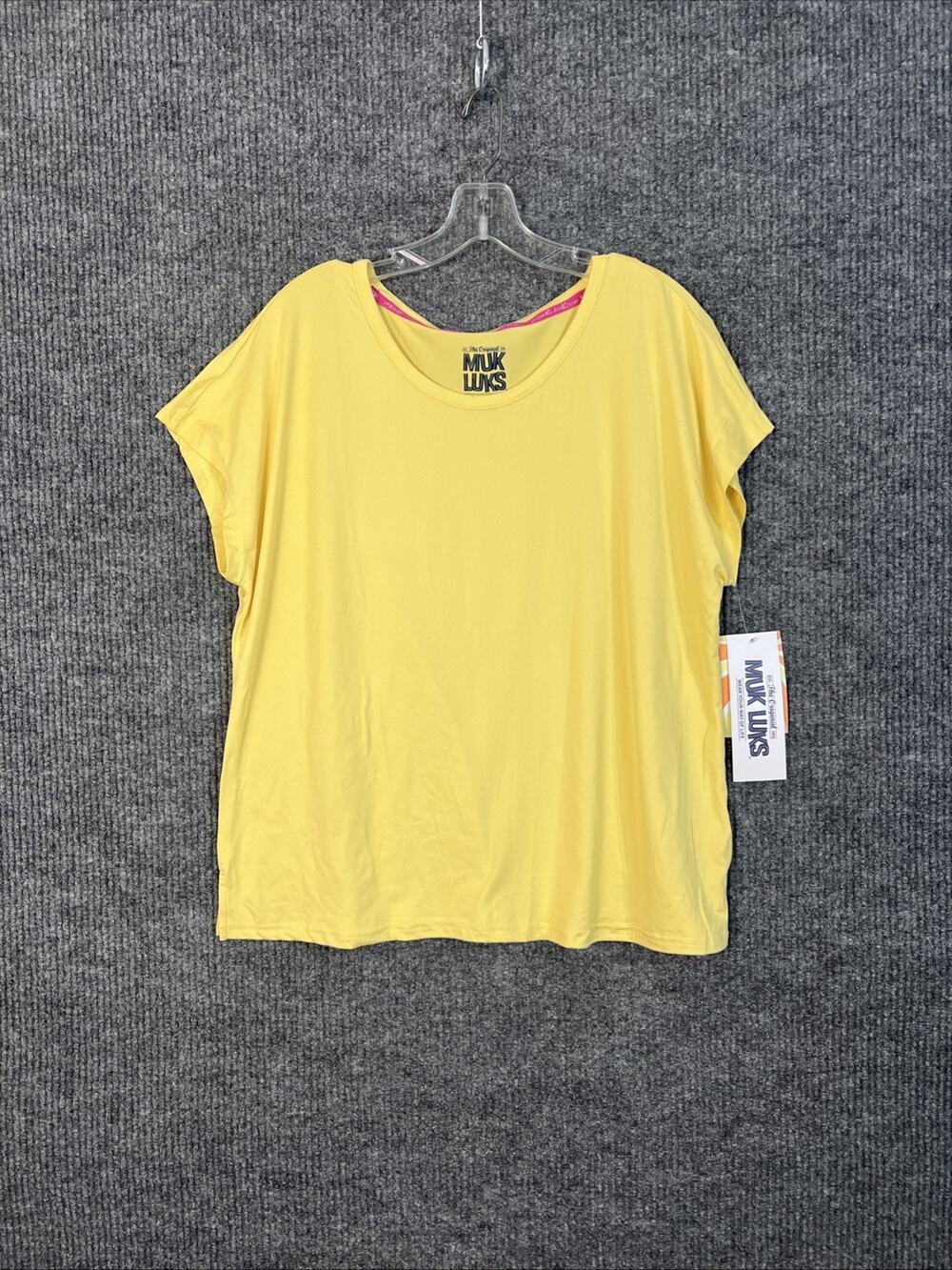 Muk Luk Cloud Knit Tee And Tank Set Womens Large Yellow Palm Trees Casual